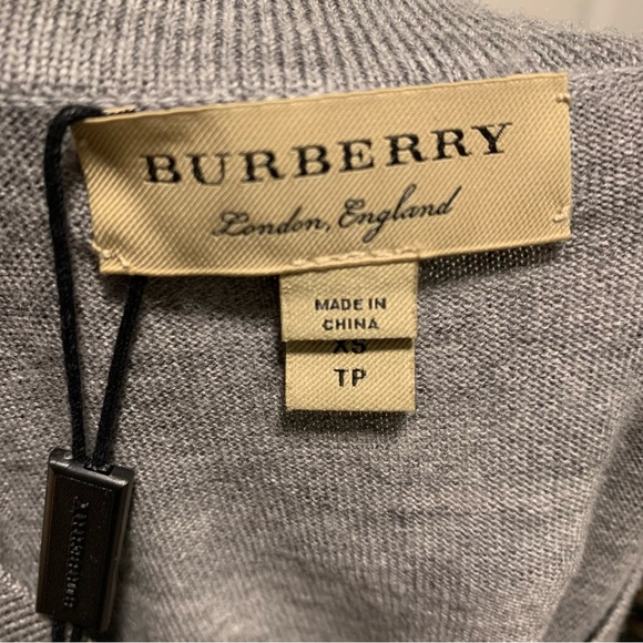 BURBERRY Sweater Ladies Size XS Merino Wool Crew Neck Grey Melange Knitted Logo - Picture 8 of 10